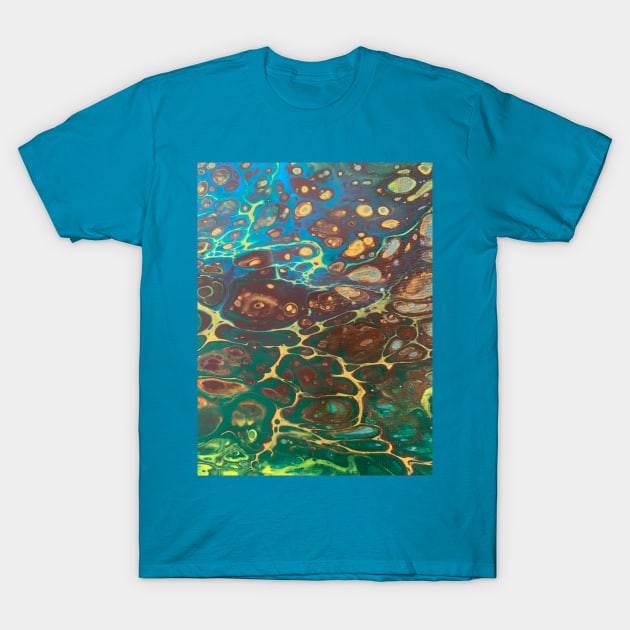 Space pouring acrylic paint T-Shirt by baksuart